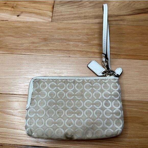 Coach: Tan Graphic Wristlet - Picture 2 of 7
